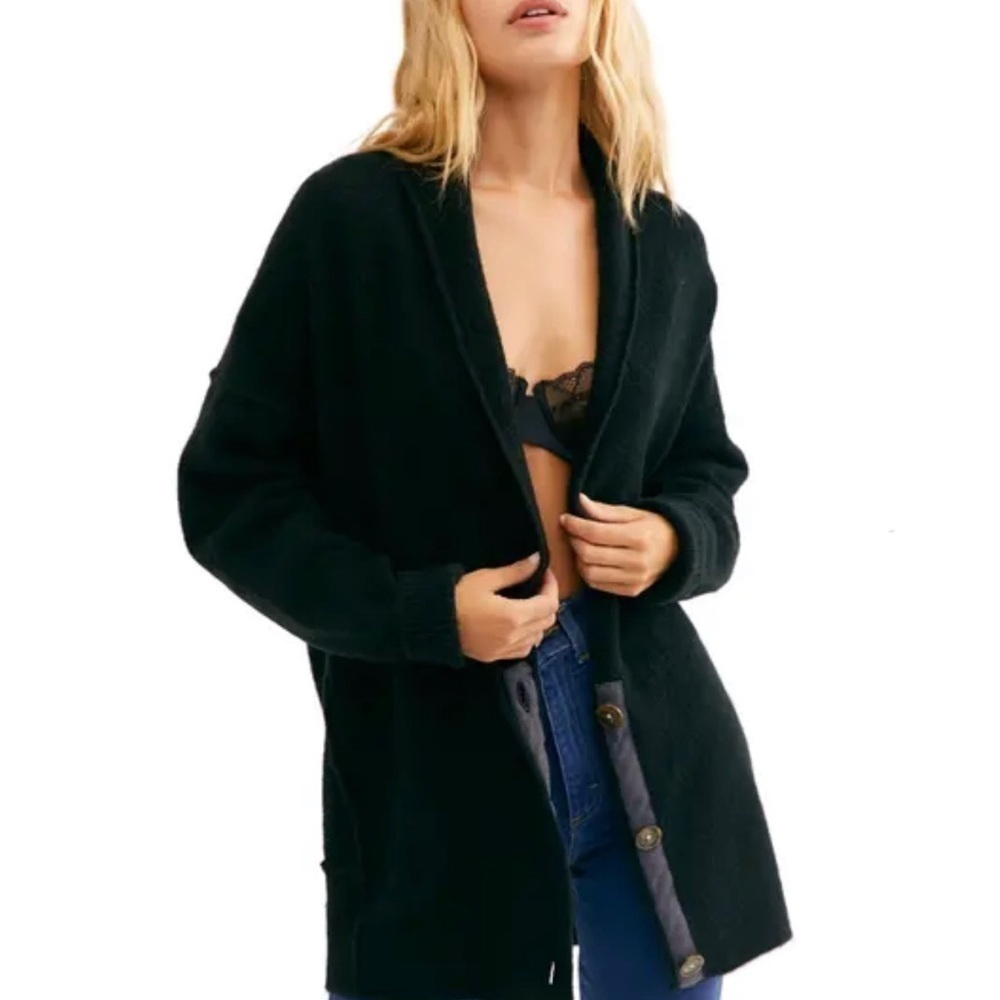 Free People Eucalyptus Black Cardigan Sz XS NWOT